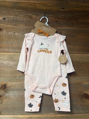 Lila & Jack Let’s Go Ghouls Pink Ghost Halloween Spooky Outfit Set 6/9 Months